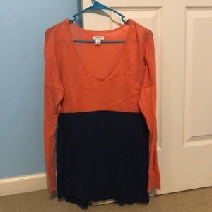 Orange and Navy Color-block Sweater